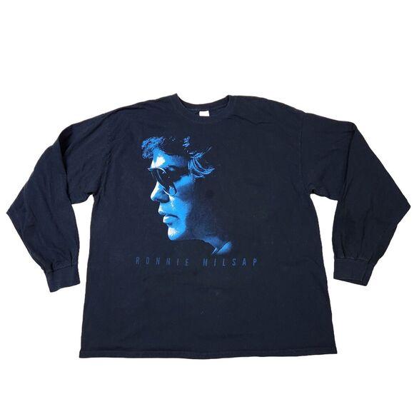 Vtg 90s Ronnie Milsap Long Sleeve Shirt 2XL Band T Western Country Music Y2k - Picture 1 of 11